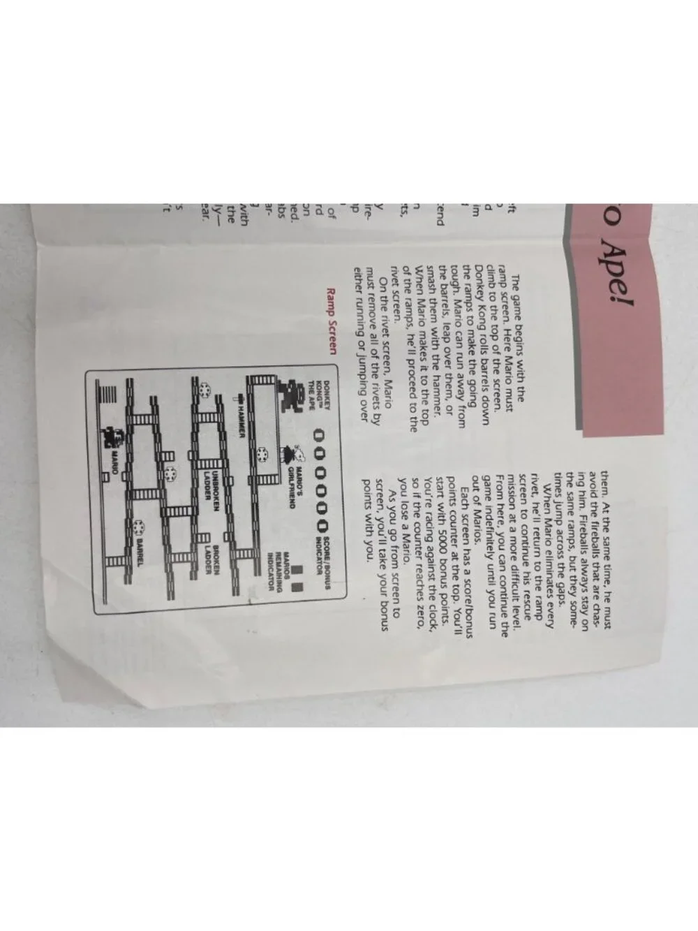 Atari 2600 Donkey Kong Game Manual By Nintendo 1988 Vintage Original